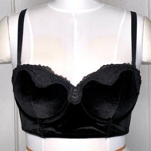 Victoria's Secret Black Velvet Longline Bra 32DD